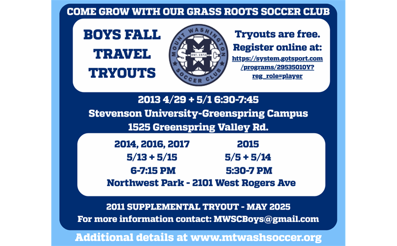 MWSC 2025 BOYS TRYOUTS