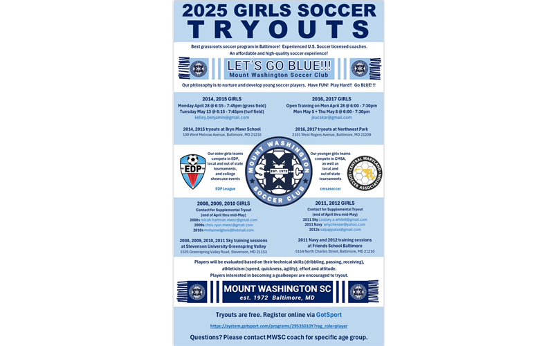 MWSC 2025 GIRLS TRYOUTS