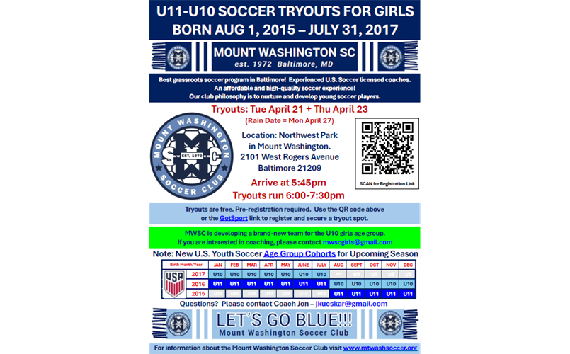 FALL 2026 U11 GIRLS TRYOUTS