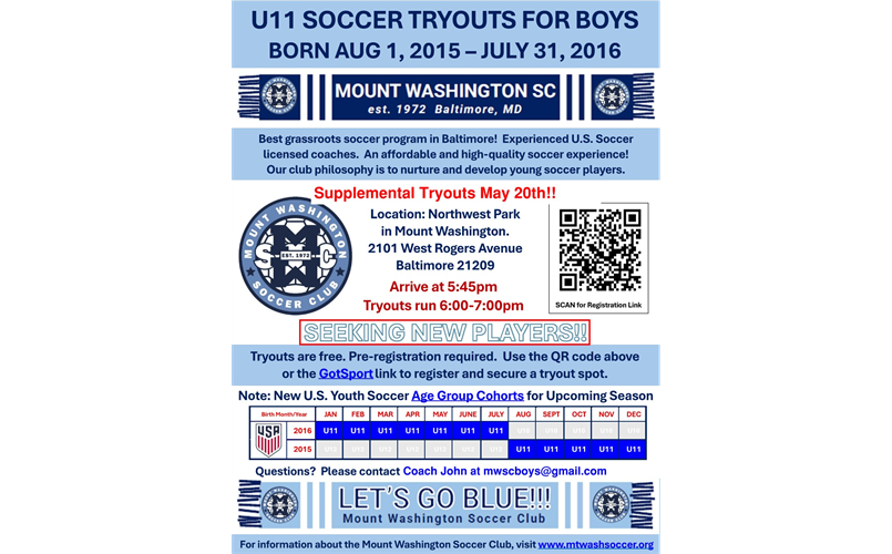 U11 Boys Supplemental Tryout